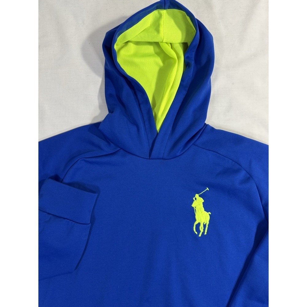 Polo Ralph Lauren Hoodie Kids Size Small Blue Green Fleece Pullover Big Pony